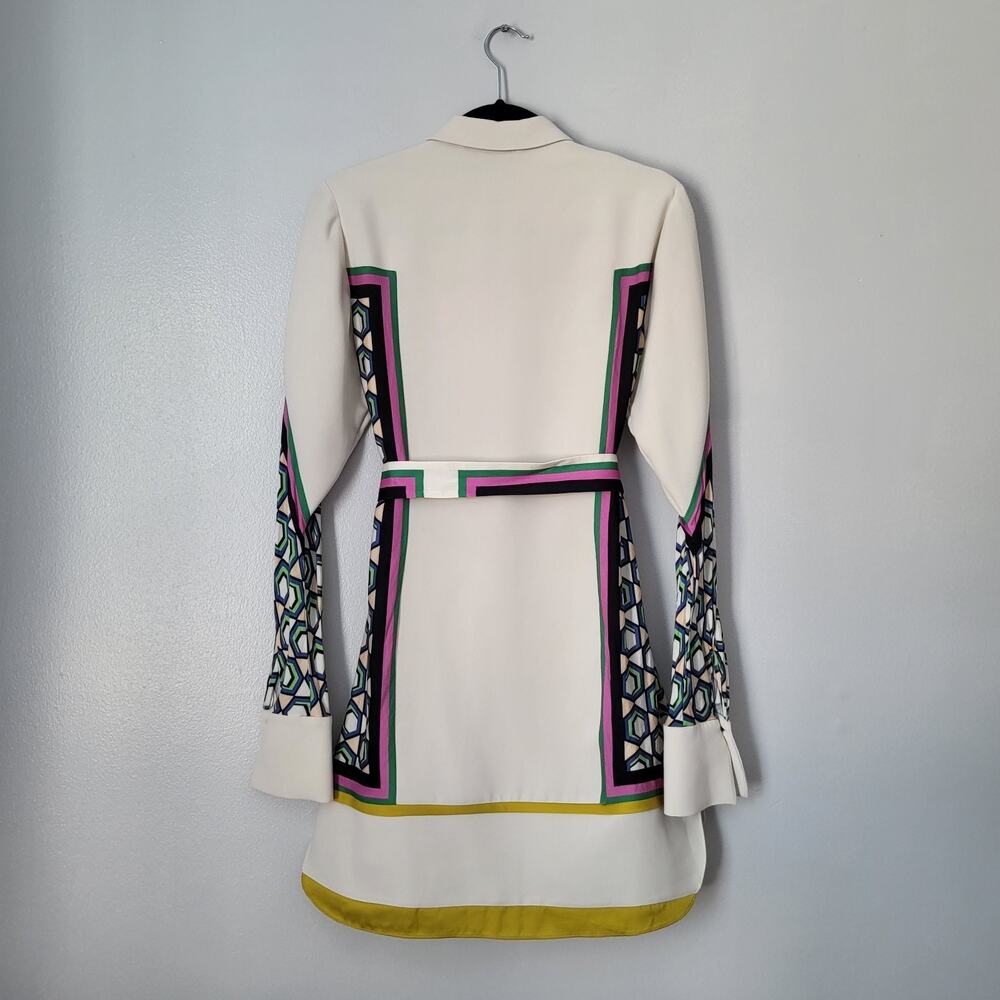 Alexis Stellar Long-Sleeve Shirt Mini Dress Belted Striped Sz M Cocktail Party - Picture 9 of 14